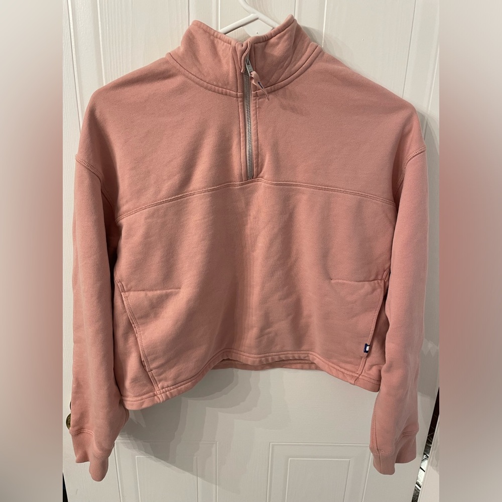 Kit and Ace Quarter Zip Cropped Sweater Pink Size Small